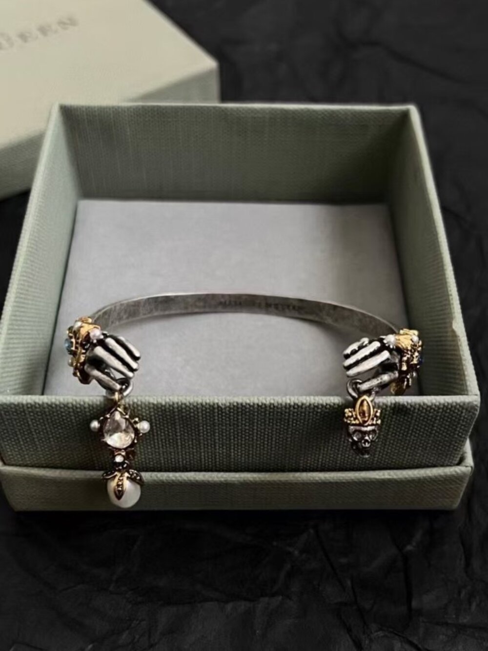 Alexander McQueen Skeleton Hand & Pearl Cuff Bracelet - Picture 3 of 4